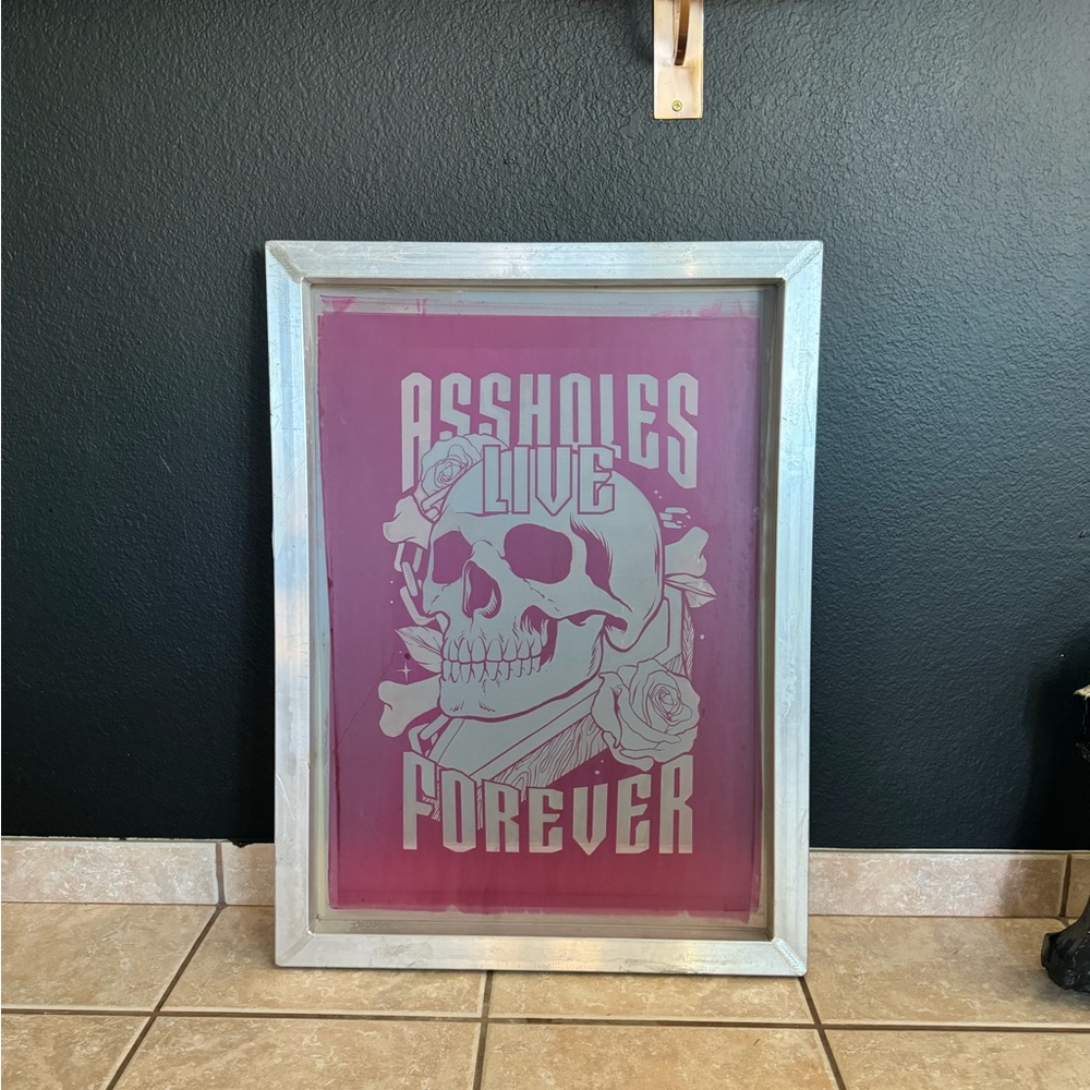 Large 23x31 assholes live forever silk screen